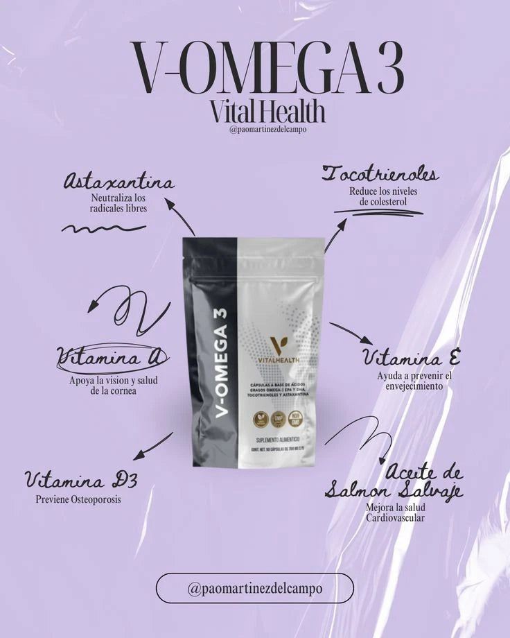V-OMEGA 3 Vitamins 90 Capsules Vital Health Heart Brain Eye Free Shipping