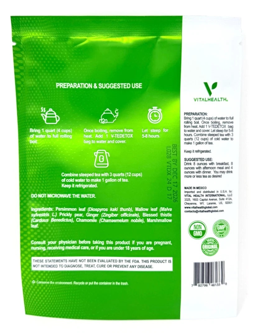 Vital Health V-DETOX Herbal Tea 4 Weeks Supply Free Shipping